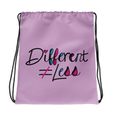 Different Does Not Equal Less (As Seen on Netflix's Raising Dion) Pink Drawstring Bag