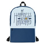 backpack school my happiness is not handicapped happy handicap quality of life disability disabled disabilities wheelchair fun pity limit restrict