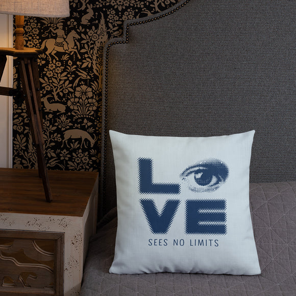 pillow love sees no limits halftone eye luv heart disability special needs expectations future