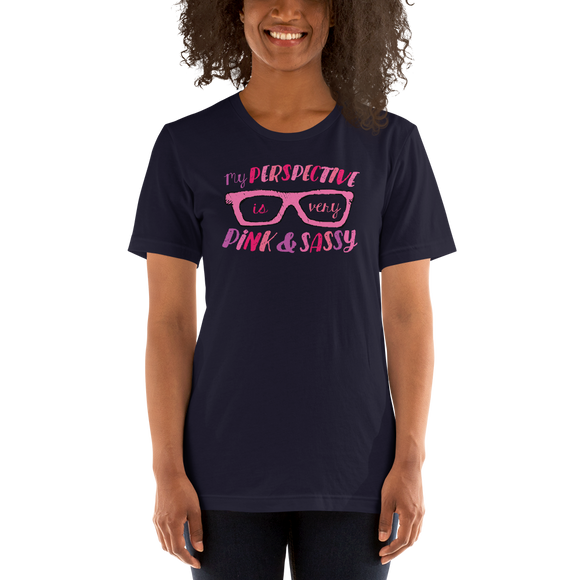 Shirt My Perspective is Very Pink & Sassy Fan Sammi Haney glasses Esperanza Netflix Raising Dion little girl wheelchair sass