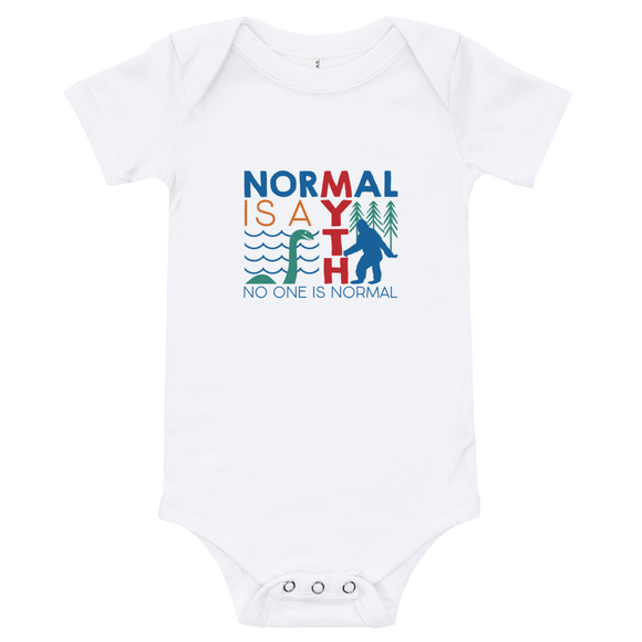 baby onesie babysuit bodysuit normal is a myth big foot loch ness lochness yeti sasquatch disability special needs awareness inclusivity acceptance activism