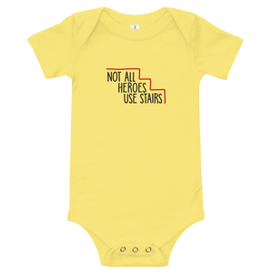 baby onesie babysuit bodysuit Not All Heroes Use Stairs hero role model super star ableism disability rights inclusion wheelchair disability inclusive disabilities