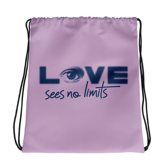 drawstring bag love sees no limits halftone eye luv heart disability special needs expectations future