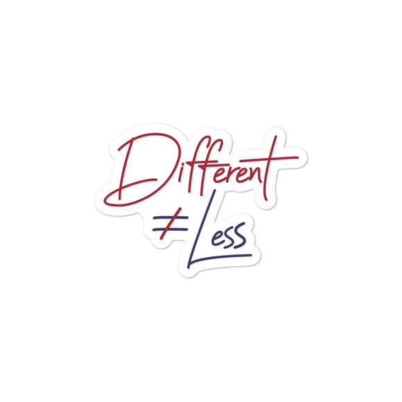 sticker Different Does Not Equal Less Netflix Raising Dion Esperanza Sammi Haney #DDNEL disability inclusion wheelchair awareness