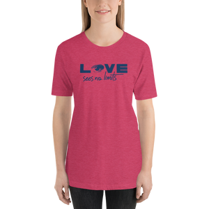 Shirt love sees no limits halftone eye luv heart disability special needs expectations future