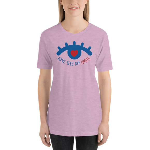 Shirt love sees no limits luv heart eye disability special needs expectations future
