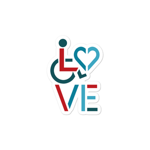 sticker showing love for the special needs community heart disability wheelchair diversity awareness acceptance disabilities inclusivity inclusion