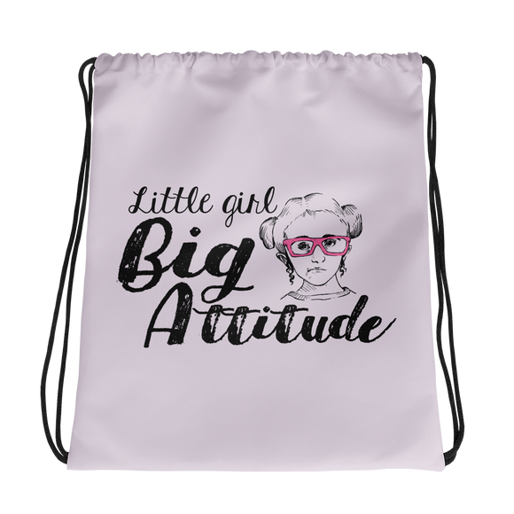 drawstring bag Little Girl Big Attitude Raising Dion Esperanza fan Netflix Sammi Haney wheelchair pink glasses sass sassy disability osteogenesis imperfecta