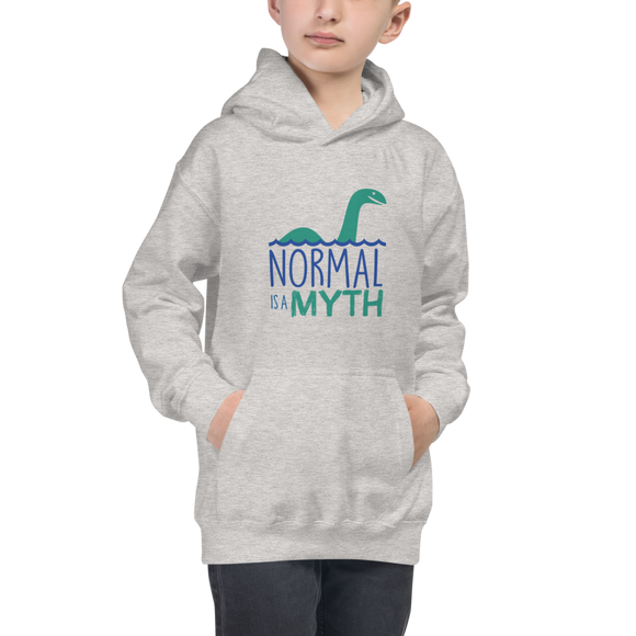 kid's hoodie normal is a myth loch ness monster lochness peer pressure popularity disability special needs awareness inclusivity acceptance activism