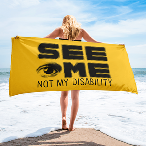 beach towel See me not my disability wheelchair invisible acceptance special needs awareness diversity inclusion inclusivity 