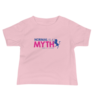baby shirt normal is a myth unicorn peer pressure popularity disability special needs awareness inclusivity acceptance activism