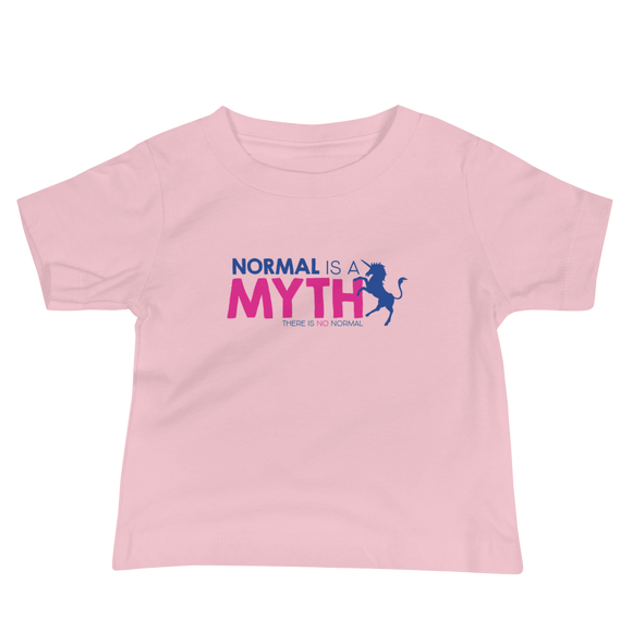 baby shirt normal is a myth unicorn peer pressure popularity disability special needs awareness inclusivity acceptance activism