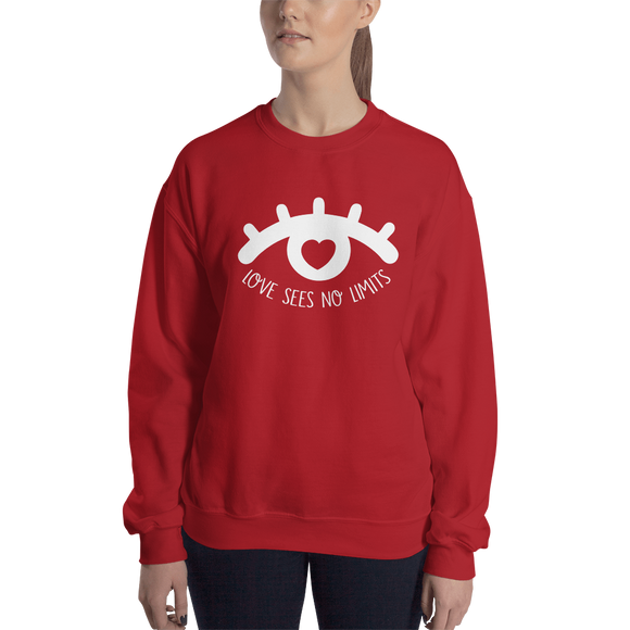 sweatshirt love sees no limits luv heart eye disability special needs expectations future