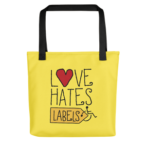 tote bag Love Hates Labels disability special needs awareness diversity wheelchair inclusion inclusivity acceptance