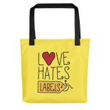 tote bag Love Hates Labels disability special needs awareness diversity wheelchair inclusion inclusivity acceptance