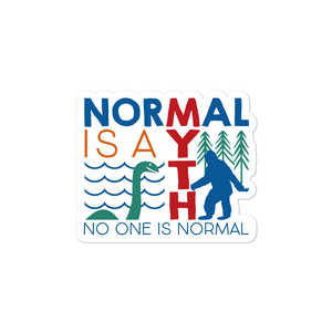 sticker normal is a myth big foot loch ness lochness yeti sasquatch disability special needs awareness inclusivity acceptance activism