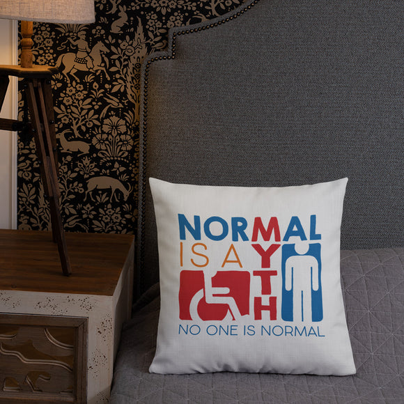 pillow Normal is a myth sign icons people disabled handicapped able-bodied non-disabled popularity disability special needs
