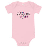 Different Does Not Equal Less (As Seen on Netflix's Raising Dion) Baby Onesie Pink/White