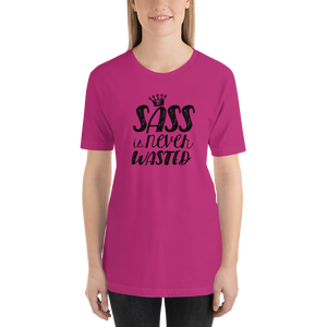 Shirt sass is never wasted sassy Raising Dion Esperanza fan Netflix Sammi Haney girl wheelchair pink glasses disability osteogenesis imperfecta