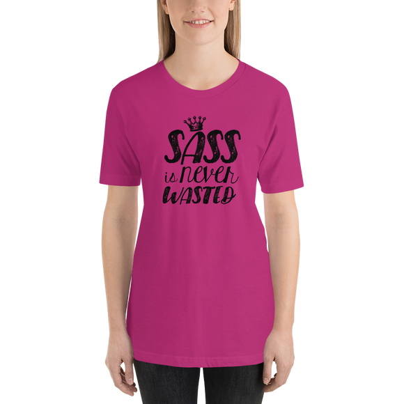 Shirt sass is never wasted sassy Raising Dion Esperanza fan Netflix Sammi Haney girl wheelchair pink glasses disability osteogenesis imperfecta