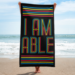 beach towel I am Able abled ability abilities differently abled differently-abled able-bodied disabilities people disability disabled wheelchair