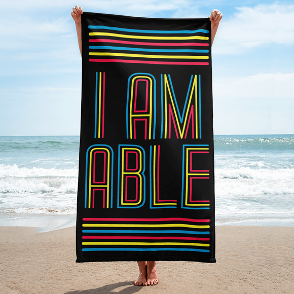 beach towel I am Able abled ability abilities differently abled differently-abled able-bodied disabilities people disability disabled wheelchair