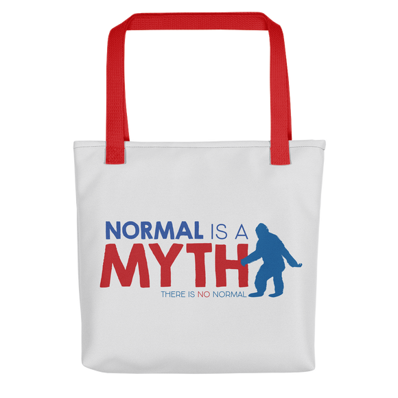 tote bag normal is a myth big foot yeti sasquatch peer pressure popularity disability special needs awareness inclusivity acceptance activism