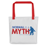 tote bag normal is a myth big foot yeti sasquatch peer pressure popularity disability special needs awareness inclusivity acceptance activism