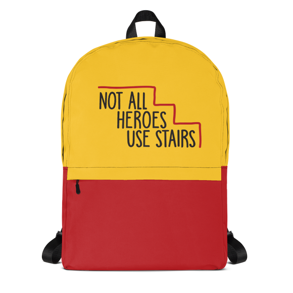 school backpack Not All Heroes Use Stairs hero role model super star ableism disability rights inclusion wheelchair disability inclusive disabilities