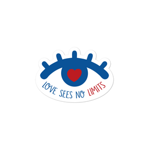 sticker love sees no limits luv heart eye disability special needs expectations future