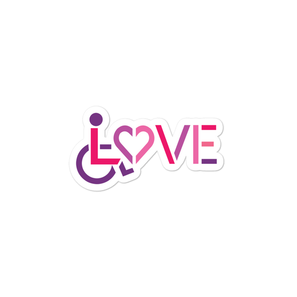 sticker showing love for the special needs community heart disability wheelchair diversity awareness acceptance disabilities inclusivity inclusion
