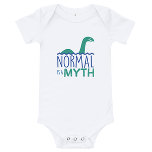 baby onesie babysuit bodysuit shirt normal is a myth loch ness monster lochness peer pressure popularity disability special needs awareness inclusivity acceptance activism