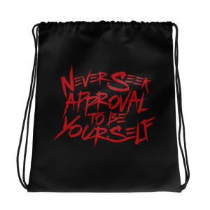 drawstring bag never seek approval for being yourself peer pressure bullying acceptance popularity inclusivity teenagers self-image insecurity positive self-esteem different