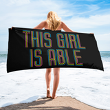 beach towel This Girl is Able abled ability abilities differently abled able-bodied disabilities girl power disability disabled wheelchair