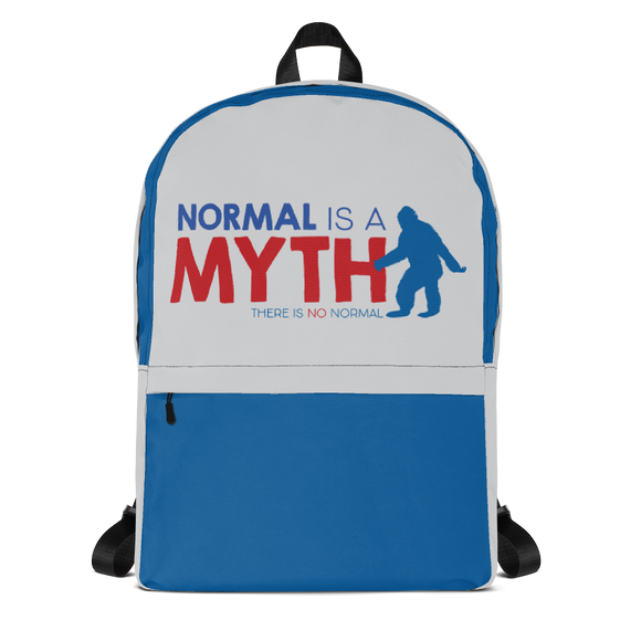 backpack school normal is a myth big foot yeti sasquatch peer pressure popularity disability special needs awareness inclusivity acceptance activism