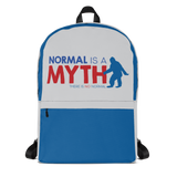 backpack school normal is a myth big foot yeti sasquatch peer pressure popularity disability special needs awareness inclusivity acceptance activism