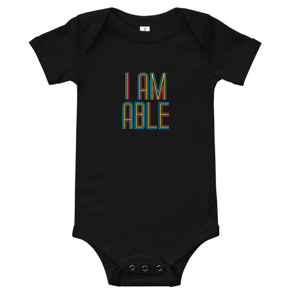 baby onesie babysuit bodysuit I am Able abled ability abilities differently abled differently-abled able-bodied disabilities people disability disabled wheelchair