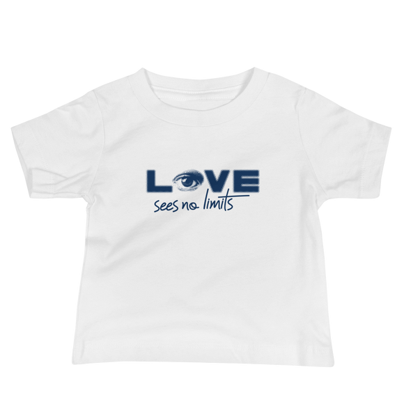 baby Shirt love sees no limits halftone eye luv heart disability special needs expectations future