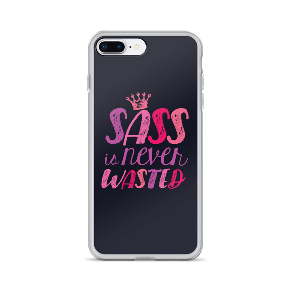 Sass is Never Wasted (Pink on Navy iPhone Case)