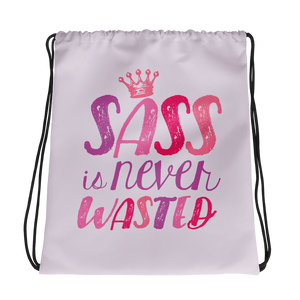 Drawstring bag sass is never wasted sassy Raising Dion Esperanza fan Netflix Sammi Haney girl wheelchair pink glasses disability osteogenesis imperfecta