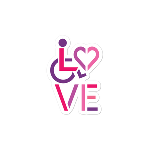 sticker showing love for the special needs community heart disability wheelchair diversity awareness acceptance disabilities inclusivity inclusion