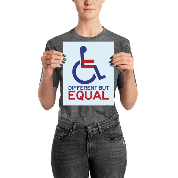 poster different but equal disability logo equal rights discrimination prejudice ableism special needs awareness diversity wheelchair inclusion acceptance
