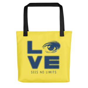 tote bag love sees no limits halftone eye luv heart disability special needs expectations future