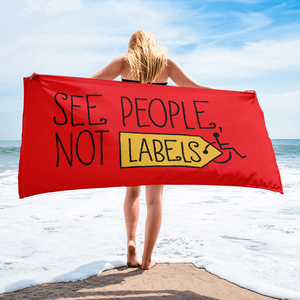 beach towel people labels label disability special needs awareness diversity wheelchair inclusion inclusivity acceptance
