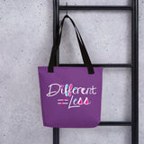 Different Does Not Equal Less (As Seen on Netflix's Raising Dion) Purple Tote bag