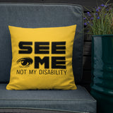 pillow See me not my disability wheelchair invisible acceptance special needs awareness diversity inclusion inclusivity 