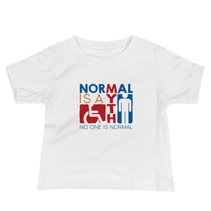 Baby Shirt Normal is a myth sign icons people disabled handicapped able-bodied non-disabled popularity disability special needs