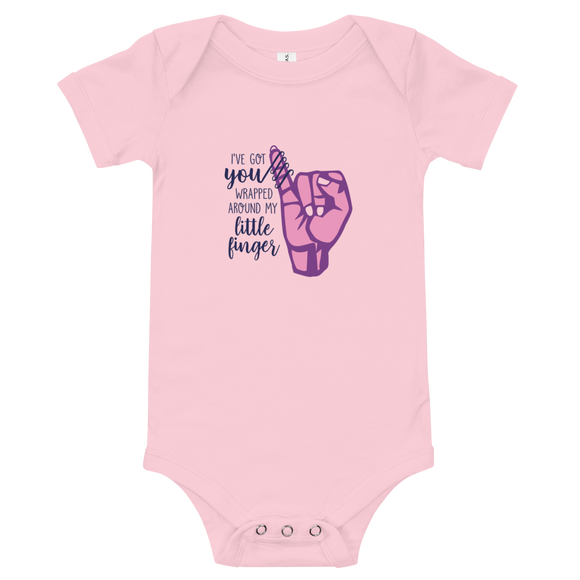 baby onesie babysuit bodysuit I’ve got you wrapped around my little finger spoiled sassy cute charming daddy’s little girl sammi haney cutesy girly sass