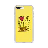 Love Hates Labels (Yellow iPhone Case)