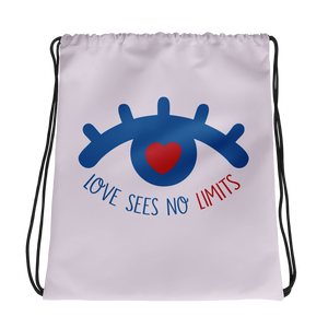 drawstring bag love sees no limits luv heart eye disability special needs expectations future